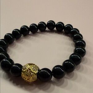 Elegant Black and Gold Beaded Bracelet